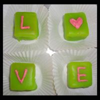 Petit Fours This was also my first time doing the petit fours. Sponge cake dipped in poured fondant. It's sooo cute, but way too sweet for my...