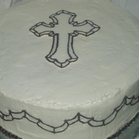 Funeral Cake Cakes made for my uncle's funeral. Yellow WASC with Almond BC filling. Cross was a chocolate transfer, piping on the sides was done in...