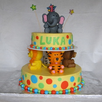 Jungle Animal Cake Frosted in BC with Fondant animals and decorations