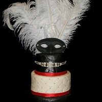 Masquerade Black, White and Red Masquerade Cake. This is a 6 inch on top of and 8 inch on top of a 12 inch round. This is my first time doing the...