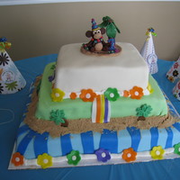 Luau Monkey Birthday Cake I made this cake for my son's first birthday. I used 2 costco 1/2 sheet cakes and it was delicious. This was my 3rd attempt at cake...