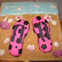 Flip Flop Cake I made this cake for a bridal shower luau. The left shoe was chocolate WASC and the right was french vanilla WASC. MMF fondant for the pink...