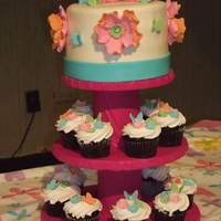 1St Birthday Vanilla cake with Strawberry mousse filling and MMFcovering. Butterflies and flowers made from sugar gumpaste.