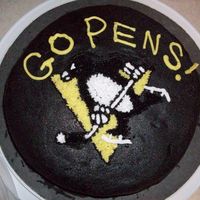 Pittsburgh Penguins Made this cake for the stanley cup finals, i believe it was my 3rd decorated cake i've made so far. Turned out okay, coloring icing...
