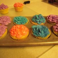 073.jpg Needed to practice making my flowers directly on a cake, so I did cuppies!