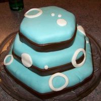 Teal And Brown This was a cake for my SIL wedding shower. Tried doing one large piece of fondant to cover all tiers...NO GO! Learned my lesson