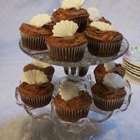 Chocolate Chocolate Chocolate cupcakes with ganache filling and ChocolateBC. Hand made gumpaste shells