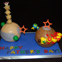 Super Mario Galaxy Father's Day When I asked my husband what kind of cake he wanted for Father's Day, he said Pokey and Wiggler from Super Mario Galaxy (not Mario or...