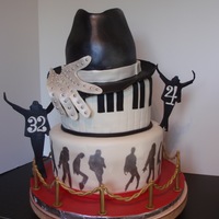 Michael Jackson Theme Birthday mother and son birthday10" white chocolate cake w/ chocolate ganache filling8" carrot cake w/ white chocolate cream cheese...