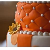 Tangerine Sunflower Cake white cake with vanilla buttercream