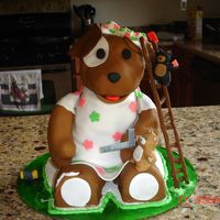 Build-A-Bear Birthday Cake a puppy version of a build-a-bear logo..vanilla cake with milk chocolate buttercream