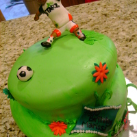 Soccer Birthday Cake soccer girl birthday cake. red velvet with cream cheese frosting.!