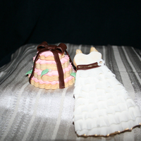 Sugar Cookies dress (fondant) & "wedding cake tier" (royal icing)