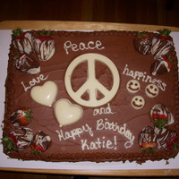 Peace Cake - 7Th Birthday Katie wanted chocolate on chocolate and I didn't want to add a bunch of colors on the chocolate so I used white chocolate to make...