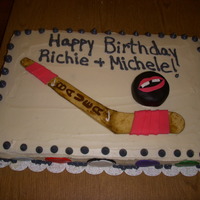 Chix With Stix Cookout Cake for our Chix with Stix hockey coach. The colors on the sides are the colors for the five teams. I kind of wish I didn't add them...