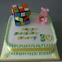 Rubic's Cube, Care Bear 80's Themed Cake This was a cake I made for a 30th birthday, My brief was 80's theme, so we went for this!!! ........ it was a sucess, she loved it!!