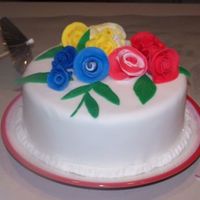 Brinas_Rose_Cake.jpg Chocolate cake with fondant roses and leaves.