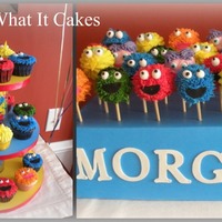 Sesame Street Cupcakes And Cruffle Pops! The customer wanted six characters in cupcake AND cruffle pop form...it took FOREVER but i was fairly pleased with how they came out. The...