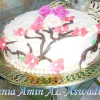 First Cherry Blossom Cake This is my first attempt at the cherry blossom cake, first try at making BC without sugar and first time doing the pearls at the borders....