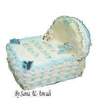 First Attempt At A Crib Cake This was my first attempt at a crib cake. I made it for my niece's 1st birthday. the cake is chocolate, and the decoration is whipped...