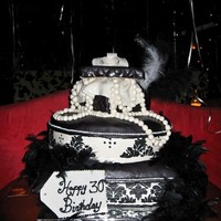 Our Black & White Masterpiece This was our first attempt at stenciling, and I am proud to say it cam out absolutely gorgeous! Cake was for a Thirtieth Birthday with a...