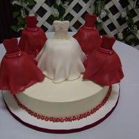 Bridal Party Dress Cake This is a reproduction of a photo I was given by a bridesmaid for a shower. Bridal party made of solid marble cake covered in red / white...