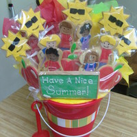 End Of School Cookie Bouquet I made this bouquet for my nephew's last day of school party. His mom wanted something school related, as well as summer related.