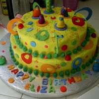 Funky Cake! For my 9 year old neice who did NOT want a 'girly' cake!All buttercream.