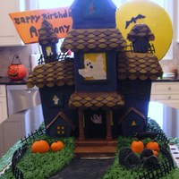 Haunted House This was put on a tub of Dry ice and holes were dripped in the bored to give a smoke effect