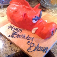 Razorback Cake This was my gift to my boss for his birthday. He and his wife are both U of A grads. They were so excited!Butter Cake with Wilton red Icing...