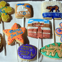 Architect Cookie Samples Limoncello sugar cookies made for an architect. Notice bricks on the building.