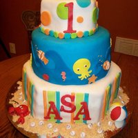 Asa's 1St Bday Cake Sea life cake. My nephew's 1bday! I used my cricut cake to make the ocean animals and letters. everything is edible:)