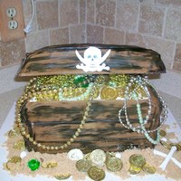 Pirate Treasure Chest I made this cake for a halloween party. My first attempt at making a treasure chest. I was super happy. I used rice chrispy treats for the...