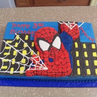 Spiderman This is a half sheet with the spiderman character pan done all in buttercream.