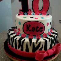 Hot Pink Grad Graduate gave me a pic of the cake she wanted. Thanks to whomever the designer is:) This is a 8" and 12" covered in BC with...