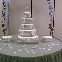 My First Wedding Cake This was for a cousin's wedding. The bride picked out the shape of the cakes and had seen the vine and leaf work here at CC from...