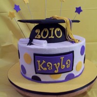 Graduation Cap I made this for my niece's 8th grade graduation. This is a 10" round with a half ball pan for the bottom portion of the grad cap...