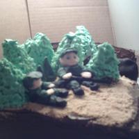 Zach And Jason's Hunting Trip For my grandson's birthday. He requested a hunting cake with he and his Dad. Chocolate cake with dark chocolate buttercream frosting....