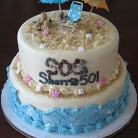 Beach Birthday It's kind of hard to read in the picture but it says "S.O.S. Sherri's 40" on the front, the S.O.S. is made out of...