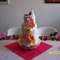 Amber's Wedding Cake This is my daughters wedding cake.It 's my first time using fondant for a cake so large and also my first time using gum paist. I made...