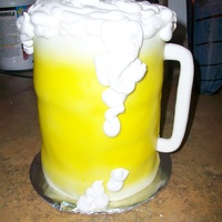 Beer Mug Cake Beer mug cake. Five 6" cakes stacked. Royal icing for foam.