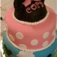 Cora's Minnie Mouse Cake wasc cake and chocolate cake. all bc and covered and decorated w/ mmf. made the little hat out of rice krispies treats and covered w/ mmf...