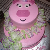 Luau Pig 6/10 buttercream fondant accents. I think the nose is big and wish they would have had a better selection of lays, but its cute:) LOL They...