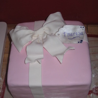 Bridal Gift Present cake for a bridal shower. 8" square cake covered in Satin Ice fondant.
