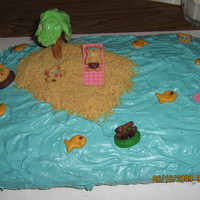 Bear Island Simple cake to do, but is very well received. Island is graham cracker crumbs, mini teddy grahams for the bears, the tree was horrid to do...
