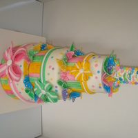 1St Birthday Butterfly Bow Cake I had this design in my mind for a while and was able to use it with this cake. I marked a wooden skewer and then pressed it into the sides...