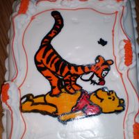 Tigger And Pooh Fondant with buttercreme borders handpainted tigger and pooh