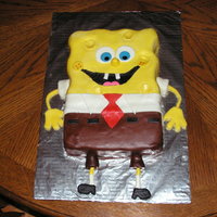Sponge Bob Chocolate cake with all home made marshmallow fondant flavored banana. I used a melon baller for the holes in his body.