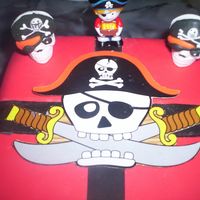 Pirate Cake my first ever fondant cake,its a chocolate fudge cake with a cocolate frosting in the center of the cake and then has vanilla buttercream...