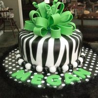 Zebra Buttercream with fondant bow and accents